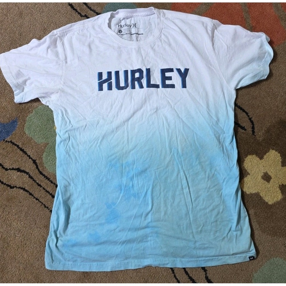 Vintage Hurley Short Sleeve Shirt Size L Y2k Surf Skate 100% Cotton Ombré Faded